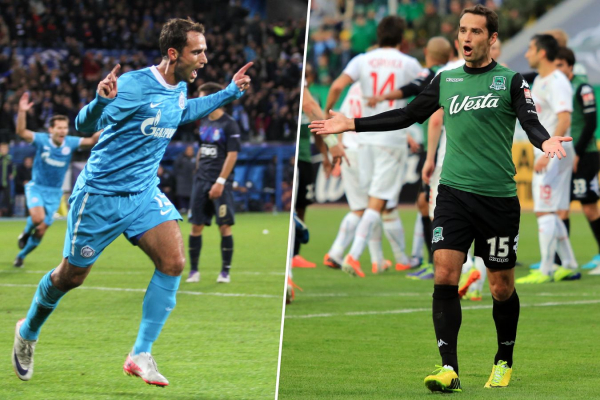 Футболисты, которые играли за &laquo;Зенит&raquo; и &laquo;Краснодар&raquo;: Шатов, Смольников, Быстров, Широков, Ионов, Петров, рейтинг