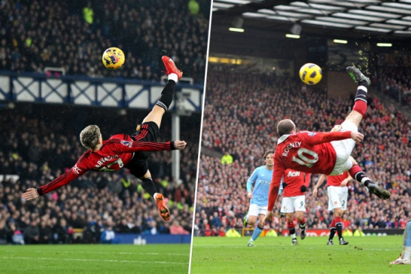 Красивый гол Алехандро Гарначо через себя в матче чемпионата Англии &laquo;Эвертон&raquo; &mdash; &laquo;Ман Юнайтед&raquo; &mdash; гол года, премия Пушкаша